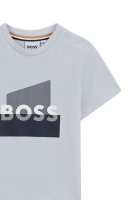 Camiseta para ni&ntilde;os en algod&oacute;n con gr&aacute;fico de logo, Celeste