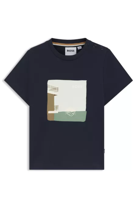 Kids' cotton-jersey T-shirt with logo graphic