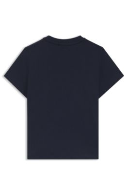 Camiseta para ni&ntilde;os en punto de algod&oacute;n con gr&aacute;fico de logo, Azul oscuro