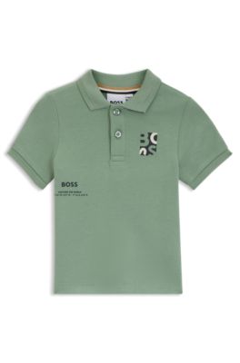 Polo para ni&ntilde;os de piqu&eacute; de algod&oacute;n con logo de dise&ntilde;o, Verde
