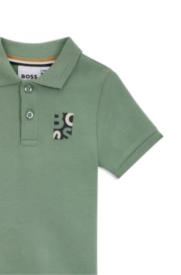 Polo para ni&ntilde;os de piqu&eacute; de algod&oacute;n con logo de dise&ntilde;o, Verde