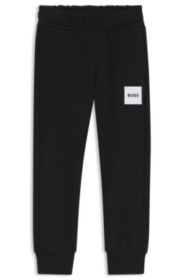 Kids' cotton-blend sweatpants with logo label, Black