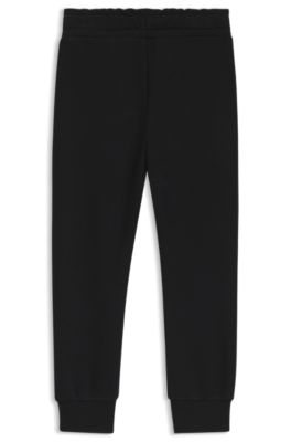 Pantalones de ch&aacute;ndal de algod&oacute;n para ni&ntilde;os con etiqueta con logo, Negro