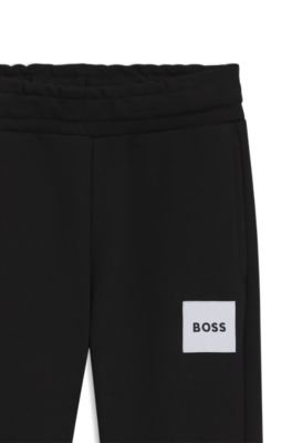 Kids' cotton-blend sweatpants with logo label, Black
