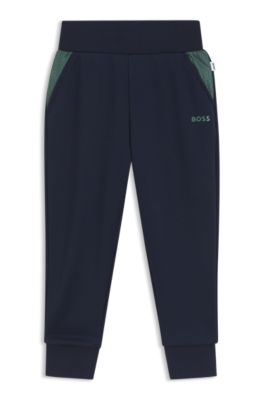 Kids' sweatpants with monogram-patterned inserts, Dark Blue