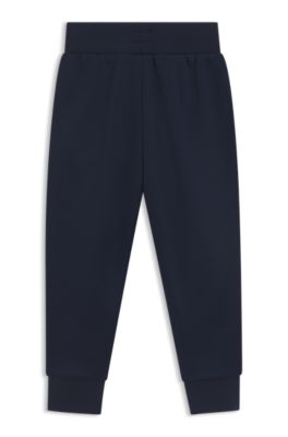 Kids' sweatpants with monogram-patterned inserts, Dark Blue