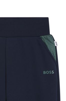 Kids' sweatpants with monogram-patterned inserts, Dark Blue