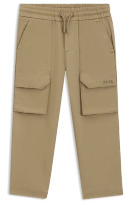 Pantalones cargo para ni&ntilde;os en algod&oacute;n el&aacute;stico, Marr&oacute;n
