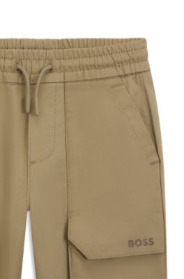 Pantalones cargo para ni&ntilde;os en algod&oacute;n el&aacute;stico, Marr&oacute;n