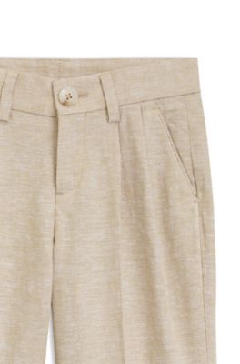 Pantalones de traje para ni&ntilde;os en lino, Beige