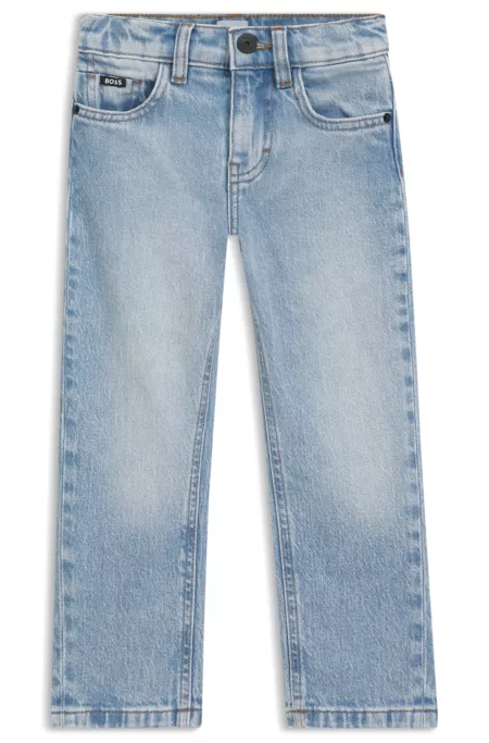 Kids' regular-fit jeans in blue stretch denim