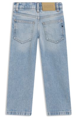 Kids' regular-fit jeans in blue stretch denim, Patterned