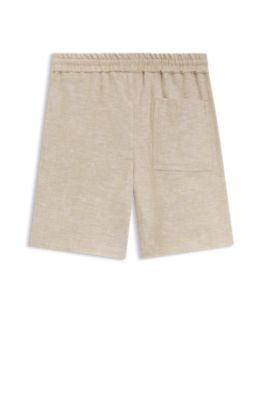 Kids' linen-blend shorts with a drawstring waist, Beige