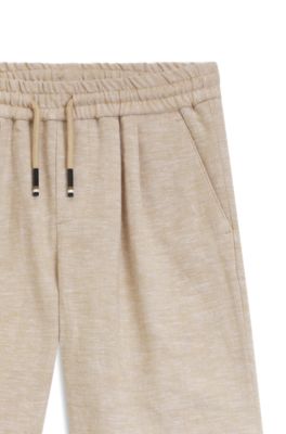 Kids' linen-blend shorts with a drawstring waist, Beige