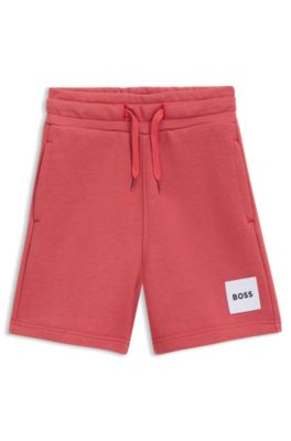 Shorts para ni&ntilde;os de forro polar con etiqueta con logo, Rojo