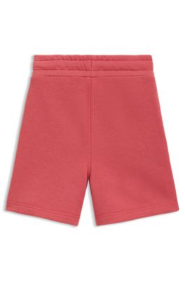 Shorts para ni&ntilde;os de forro polar con etiqueta con logo, Rojo