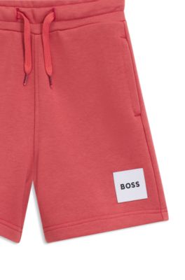 Shorts para ni&ntilde;os de forro polar con etiqueta con logo, Rojo