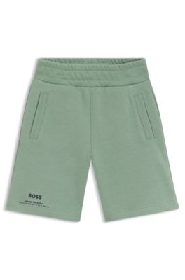 Kids' cotton piqu&eacute; shorts with logo print, Green