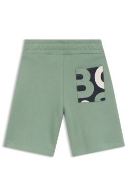 Kids' cotton piqu&eacute; shorts with logo print, Green