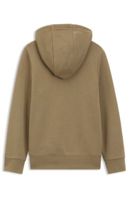 Sudadera de cremallera para ni&ntilde;os con capucha y etiqueta con logo, Marr&oacute;n