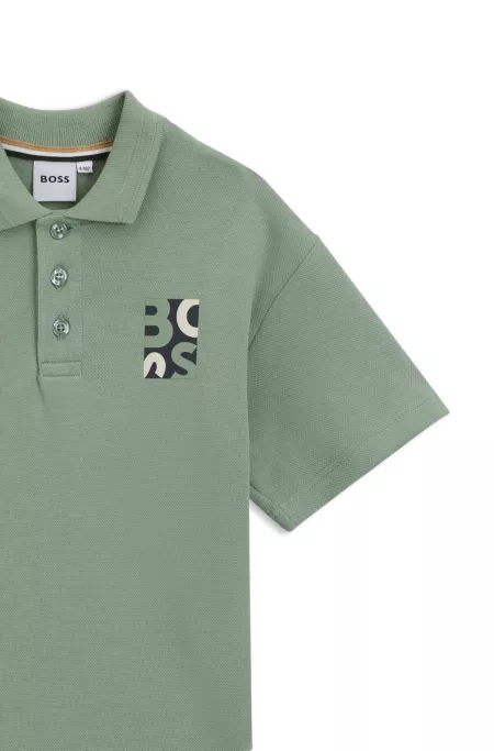 Kids' oversized-fit polo shirt with logo artwork