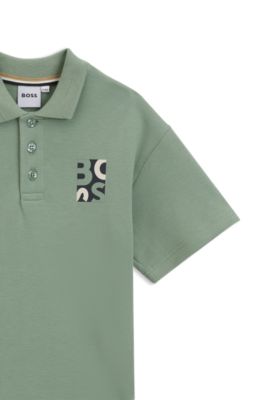 Polo para ni&ntilde;os oversize fit con logo de dise&ntilde;o, Verde