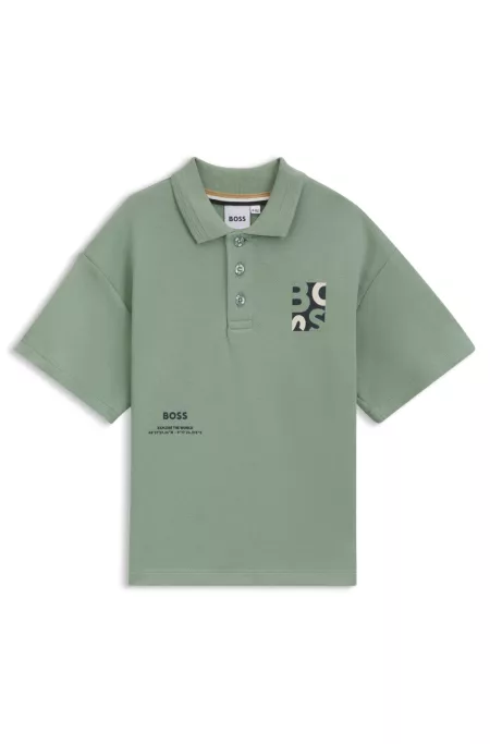 Kids' oversized-fit polo shirt with logo artwork