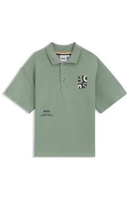 Polo para ni&ntilde;os oversize fit con logo de dise&ntilde;o, Verde