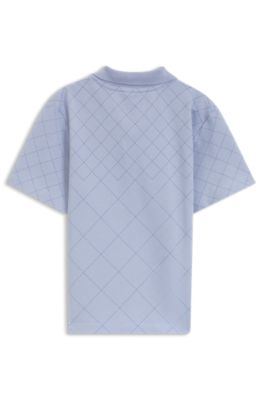 Kids' polo shirt in stretch cotton with a quilted effect, Blue