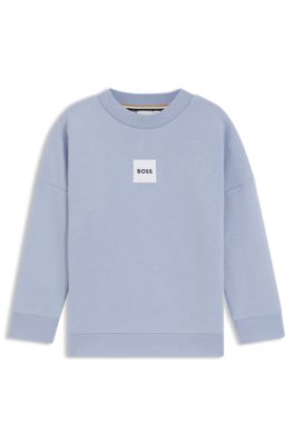 Kids' fleece sweatshirt with logo label, Blue