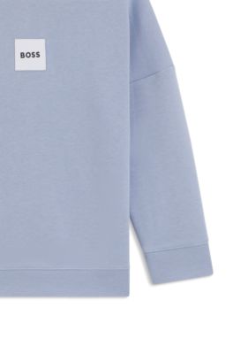 Kids' fleece sweatshirt with logo label, Blue