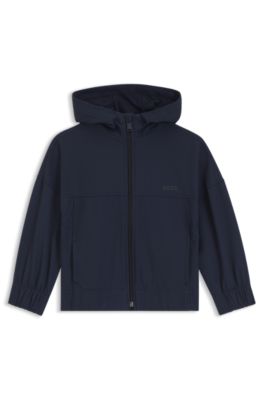 Sudadera con capucha y cremallera para ni&ntilde;os en forro polar el&aacute;stico, Azul oscuro
