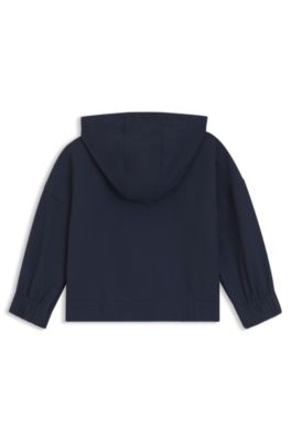 Sudadera con capucha y cremallera para ni&ntilde;os en forro polar el&aacute;stico, Azul oscuro