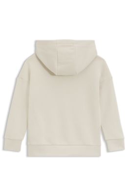Sudadera de forro polar para ni&ntilde;os con capucha y gr&aacute;fico de logo, Beige claro