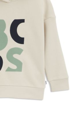 Kids' fleece hoodie with logo graphic, Light Beige