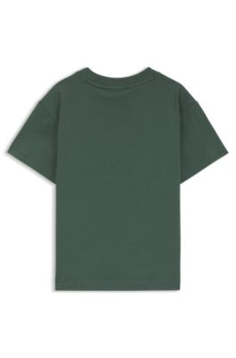 Kids' loose-fit cotton T-shirt with logo artwork, Green