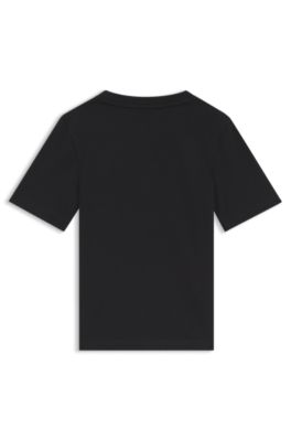 Kids' cotton T-shirt with logo graphic, Black