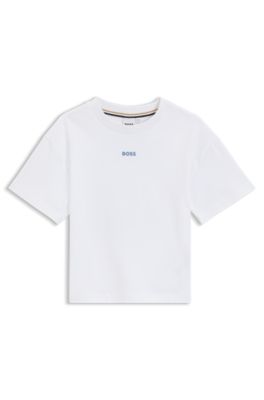 Kids' oversized-fit cotton T-shirt with back logo graphic, White