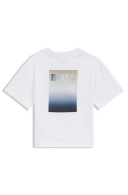 Kids' oversized-fit cotton T-shirt with back logo graphic, White