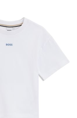 Kids' oversized-fit cotton T-shirt with back logo graphic, White