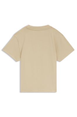 Kids' loose-fit cotton T-shirt with logo artwork, Beige