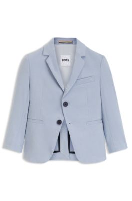 Americana para ni&ntilde;os en tejido el&aacute;stico de pata de gallo, Azul