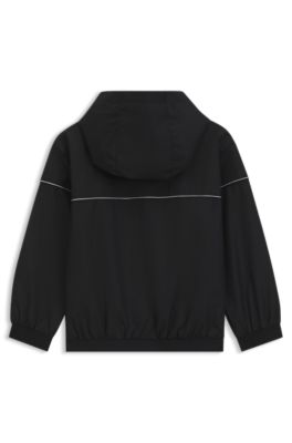 Cazadora cortavientos para ni&ntilde;os con capucha y monograma Double&nbsp;B, Negro