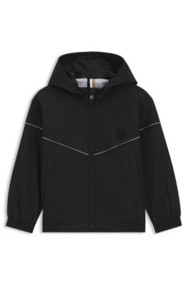 Cazadora cortavientos para ni&ntilde;os con capucha y monograma Double&nbsp;B, Negro