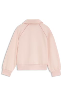 Kids' stretch piqu&eacute; cardigan with logo plaque, light pink