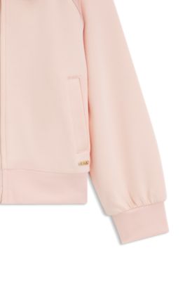 Kids' stretch piqu&eacute; cardigan with logo plaque, light pink