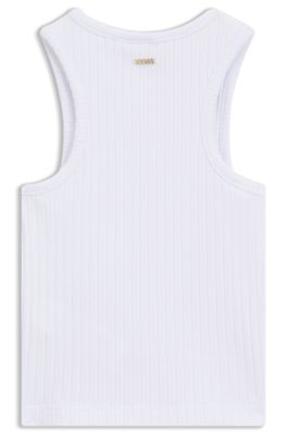 Camiseta de tirantes para ni&ntilde;os en algod&oacute;n el&aacute;stico de canal&eacute;, Blanco