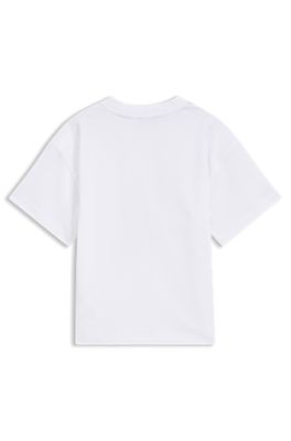 Camiseta para ni&ntilde;as en algod&oacute;n el&aacute;stico con gr&aacute;fico de bailarina difuminado, Blanco