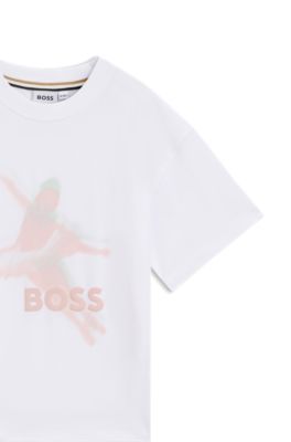 Camiseta para ni&ntilde;as en algod&oacute;n el&aacute;stico con gr&aacute;fico de bailarina difuminado, Blanco
