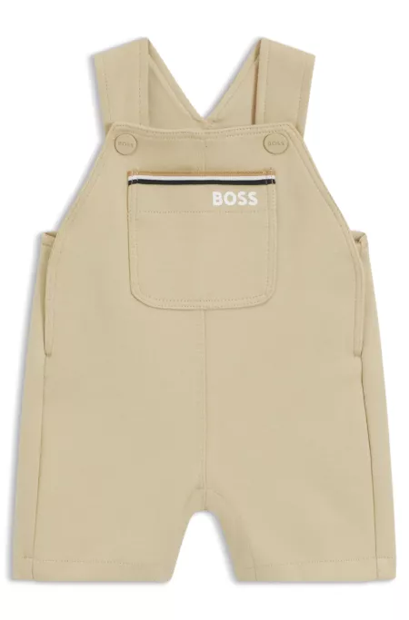Baby cotton overalls with logo print